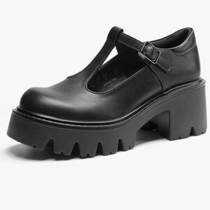 Dream Pairs T Strap Black Chunky Platform Mary Jane Shoes Size 8